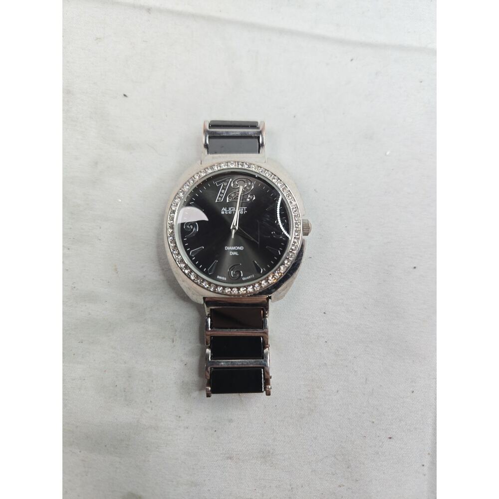 August Steiner Women's AS8066BK Swiss Quartz Diamond &Crystal Ceramic Watch $395